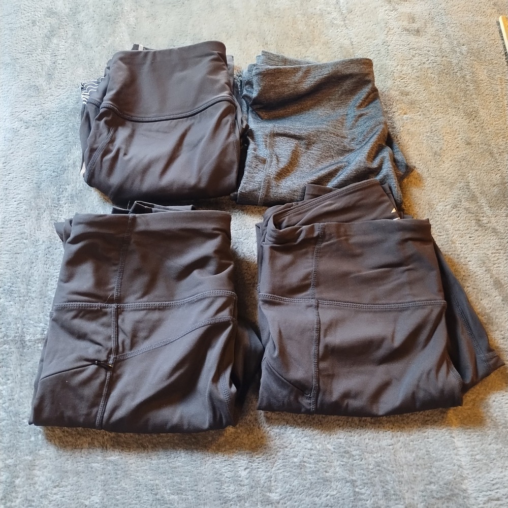 Lot of 4 Avia Women's MD‎ Leggings Workout Yoga Pants Black Gray Athleisure